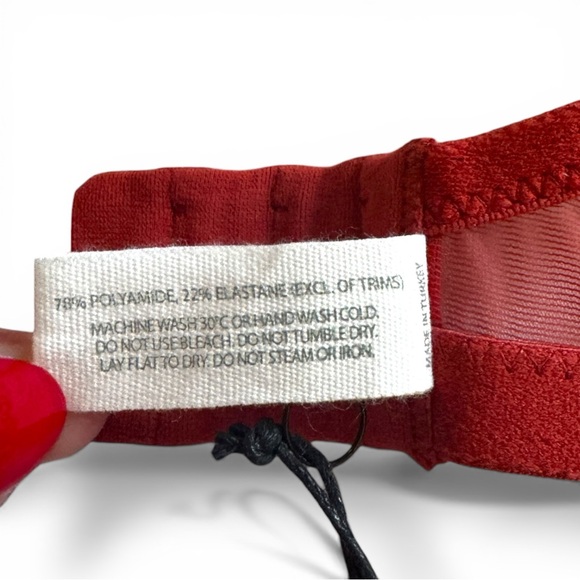 NWT Else Lingerie Bare Minimal Mesh Semi Sheer Underwire Bra | Crimson 32D - Picture 11 of 14